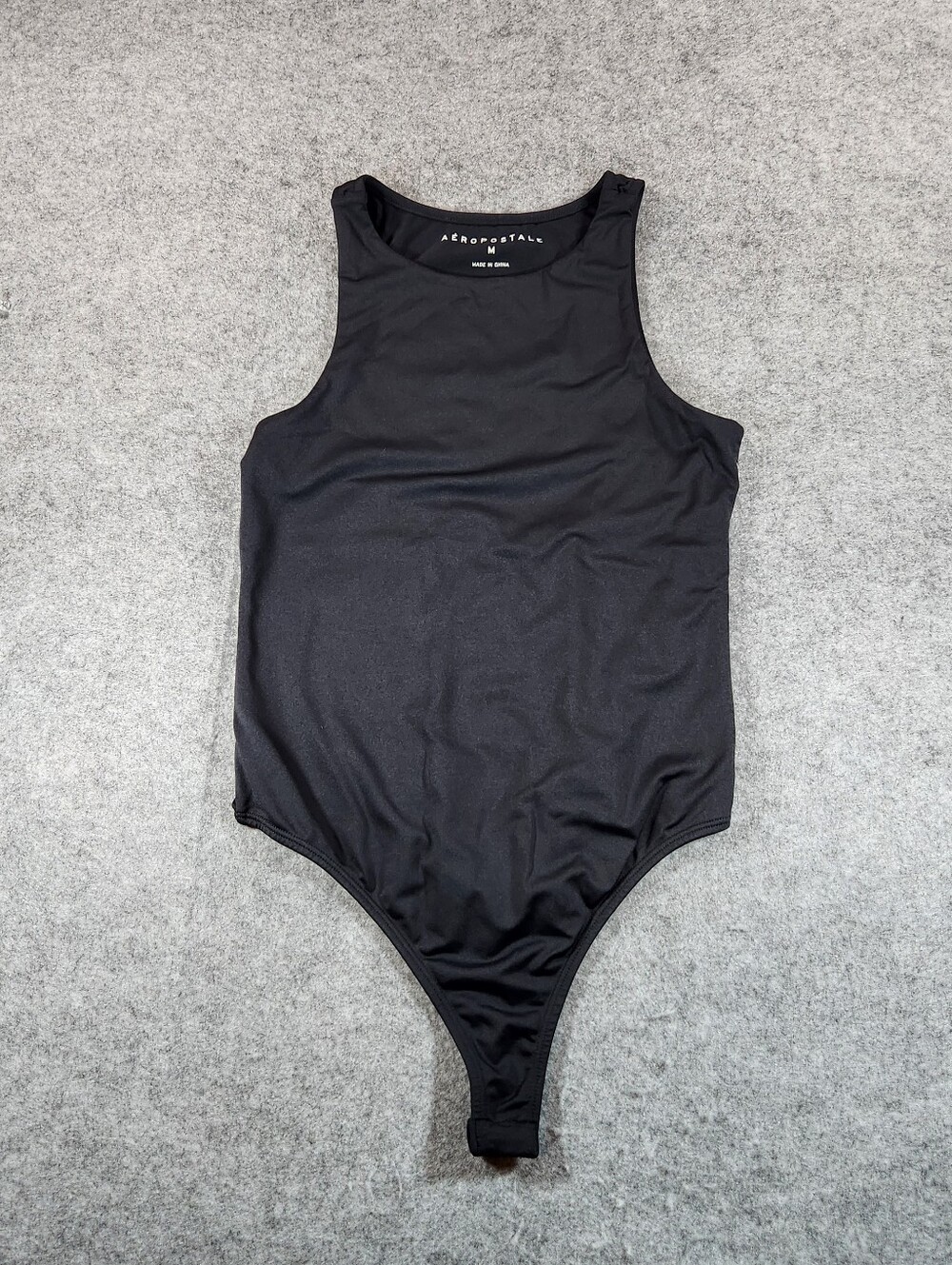 Aeropostale Black Sleeveless High-Neck Thong Bodysuit Size Medium